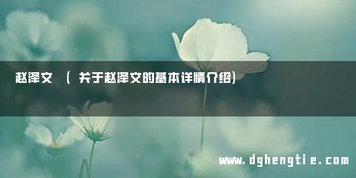 赵泽文 (关于赵泽文的基本详情介绍)